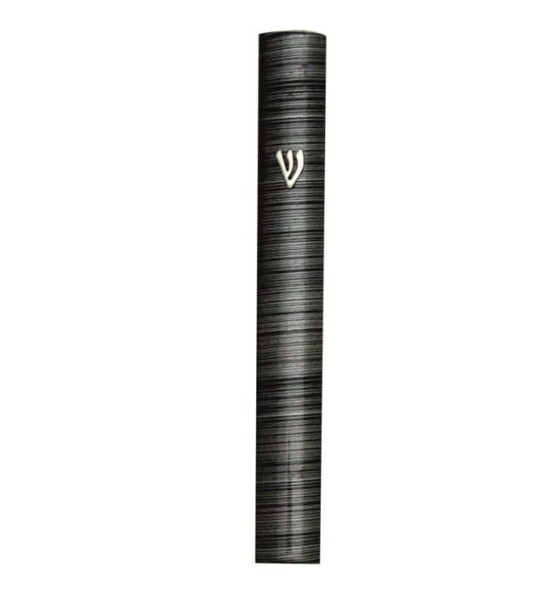 Aluminum Mezuzah 10 cm-3D Metallic  Gray & Black Striped Design- Special profile, Metal "Shin"