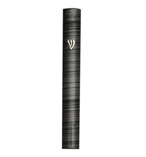 Aluminum Mezuzah 15 cm-3D Metallic  Gray & Black Striped Design- Special profile, Metal "Shin"