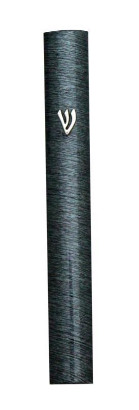 Aluminum Mezuzah 10cm-3D Metallic Blue Striped Design