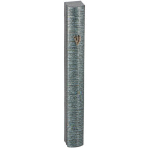 Aluminum Mezuzah 12cm-3D Metallic Blue Striped Design