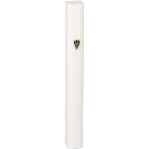 Aluminum Mezuzah 12cm- Beige Metal "Shin"