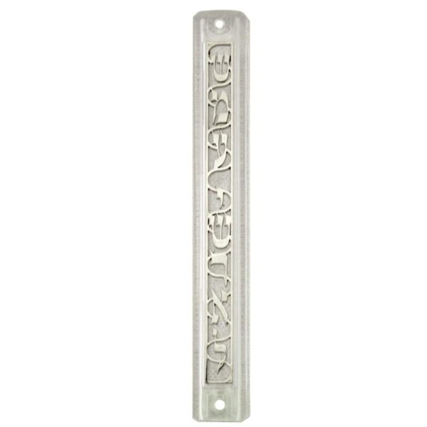 Plastic Mezuzah with Rubber Cork 12cm- Clear with "Shema Yisrael" Plaque