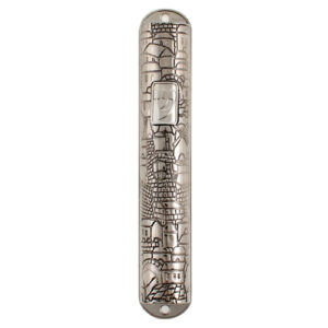 Nickel Mezuzah 15cm-"Jerusalem" Design