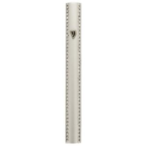 Aluminum Mezuzah 10cm- Matte Silver with Metal Chain Design