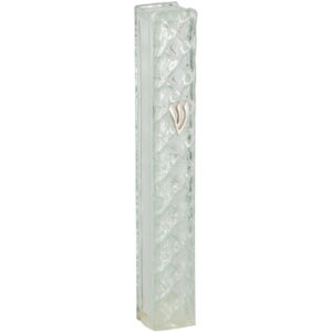 Glass Mezuzah with Silicon Cork 12 cm- with "Diamonds" Design