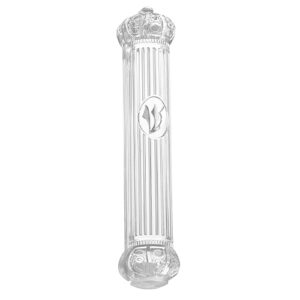 Plastic Mezuzah with Rubber Seal 12cm- Clear with Crown Motif