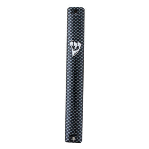 Plastic Mezuzah 15cm 3D Metallic Paint- Checkered Design