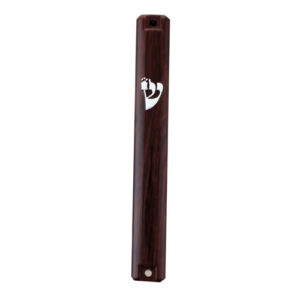 Plastic Mezuzah with  Rubber Cork 15 cm-  3D Metallic Wood  Design