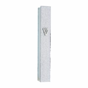 Glass Mezuzah with Silicon Seal 12cm -Striped Design- Metal "Shin"
