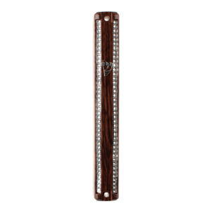 Plastic Mezuzah with Rubber Cork 15cm- Brown, Inlaid with Stones
