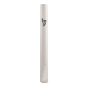 Plastic Mezuzah with  Screw 15cm- White with Silver Shin