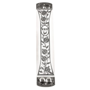 Plexiglass Mezuzah 15cm- Laser Cut Metal Plaque- Pomegranate Motif