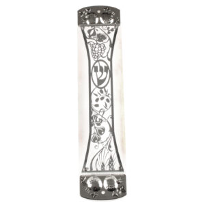 Plexiglass Mezuzah 12cm- Laser Cut Metal Plaque- 7 Species