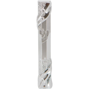 Plastic Mezuzah with Rubber Cork 12 cm- Jerusalem Theme in Silver