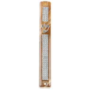 Plastic Mezuzah 3D Metallic Paint 15cm- With Rubber Cork