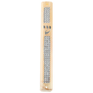Plastic Mezuzah 3D Metallic Paint 15cm- With Rubber Cork