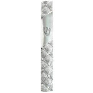 Polyresin Mezuzah 15cm- Geometric Design in Gray