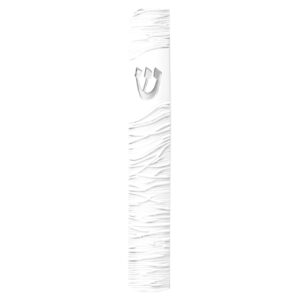 White Polyresin Mezuzah 12 cm-  "String" Design with Silicon Cork
