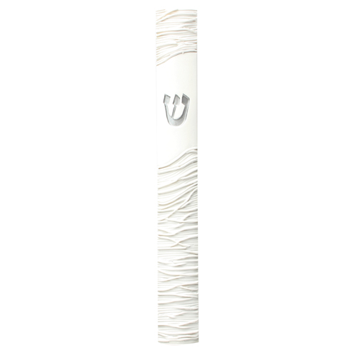 White Polyresin Mezuzah 15 cm-  "String" Design with Silicon Cork