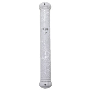 Plastic White Crown Series Mezuzah 15cm- Ornate Design