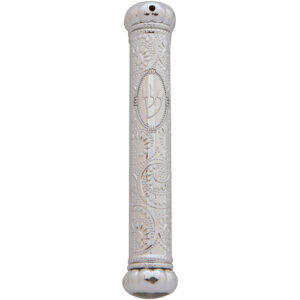 Plastic Gray Crown Series Mezuzah 12 cm- Ornate Design