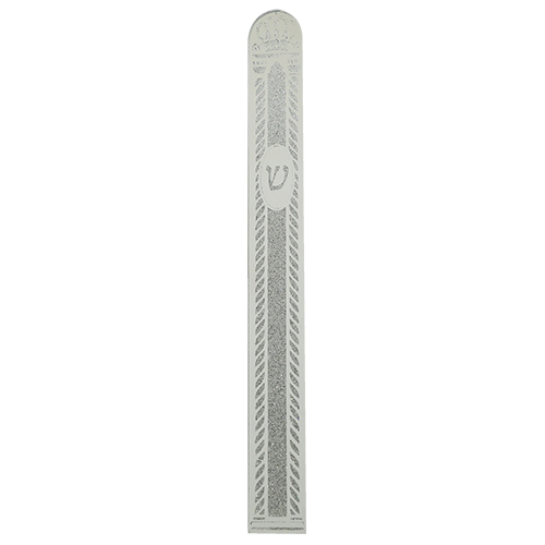 Glass Mezuzah with Silicon Seal 20cm - Crown Motif in Silver
