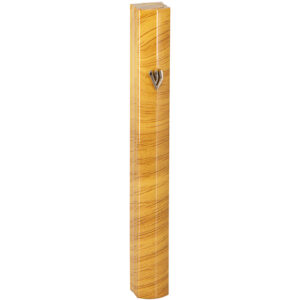 ALUMINUM MEZUZAH 12 CM 3D PAINTED - BROWN STRIPES