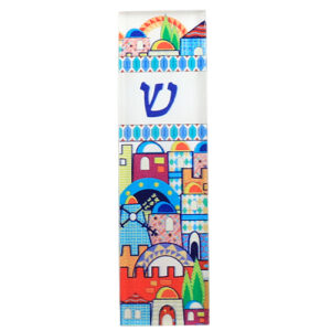 PERSPEX CAR MEZUZAH  - JERUSALEM PRINT - 6 CM