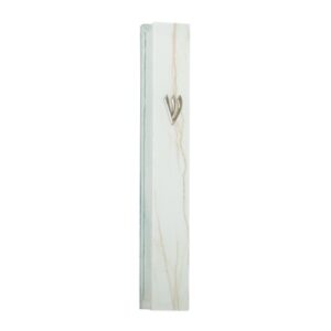 Glass Mezuzah 12cm- White and Gray