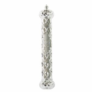 Plastic Silver Mezuzah with Rubber Cork 15 cm-  "Crown and Diamond"