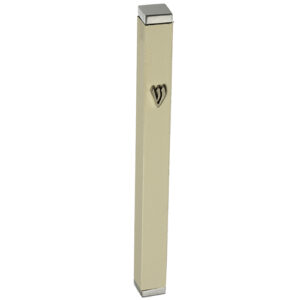 Aluminum Thin Mezuzah 10 cm with Stoppers- White matt