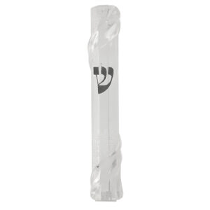 Clear Plastic Mezuzah 20 cm with Rubber Cork-  "Jerusalem" Ornaments