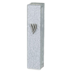 Glitter Glass Mezuzah with Silicon Cork 7 cm - with Silver "Shin"