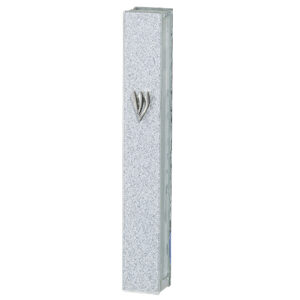 Glitter Glass Mezuzah with Silicon Cork 12 cm - with Silver "Shin"