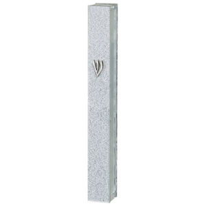 Glitter Glass Mezuzah with Silicon Cork 15 cm - with Silver "Shin"