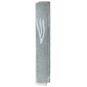 Matte Glass Mezuzah with Silicon Cork 12 cm -  White "Shin", "Bubbles" Design