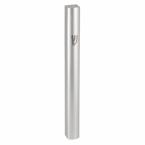 Aluminum Semi- Round Mezuzah 12 cm- Special profile, Shiny Silver