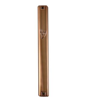 Plastic Mezuzah with Rubber Cork 10 cm, Copper-like finish
