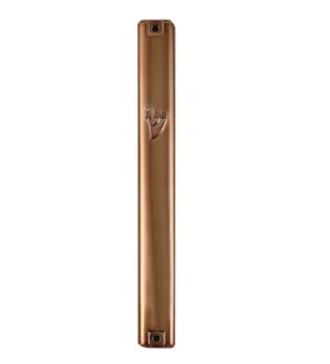 Plastic Mezuzah with Rubber Cork 12 cm, Copper-like finish