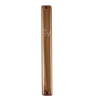 Plastic Mezuzah with Rubber Cork 15 cm, Copper-like finish