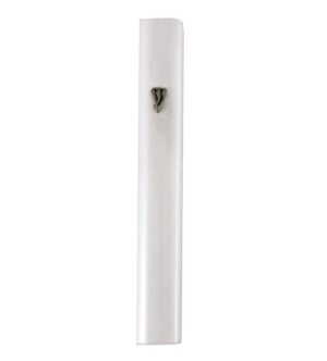 Aluminum Mezuzah 7 cm - Special profile,  White with Metal "Shin"