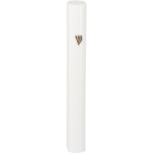 Aluminum Mezuzah 12cm-with Metal White Shin