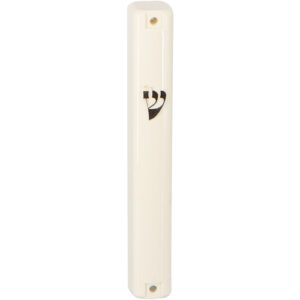 Plastic Mezuzah with Rubber Cork 12 cm- Beige