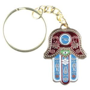 Keychain 4cm- Red Hamsa with Mazal Inscription