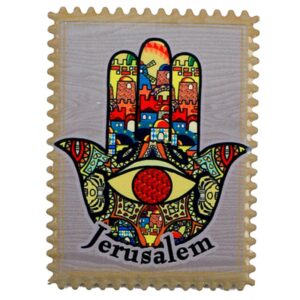 Ceramic Hamsa Magnet 8X6 cm - Jerusalem