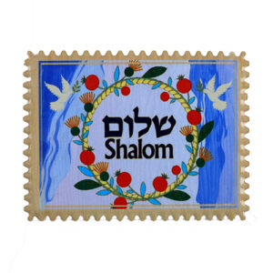 Ceramic  Magnet 8X6 cm -  Shalom in Blue