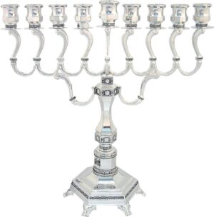 Elegant Silver Plated "Diamond" Menorah 36 cm