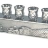 Nickel  Art's "Magic Menorah" turns over and used also for candlesticks - "Jerusalem" Theme 8X30 cm