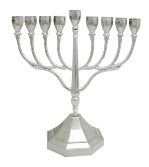 Elegant Nickel Menorah 26cm- Branched Design