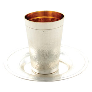 Elegant Silver Plated Kiddush Cup 10 cm, with Saucer- Stemless
